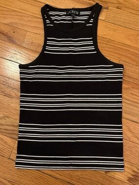 J.Crew Black & White Striped Ribbed Tank Sweater